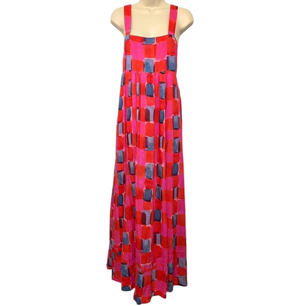 Anthropologie Maeve Madison Maxi Dress Size Small Pink Tie Back Elastic Waist - Picture 4 of 14